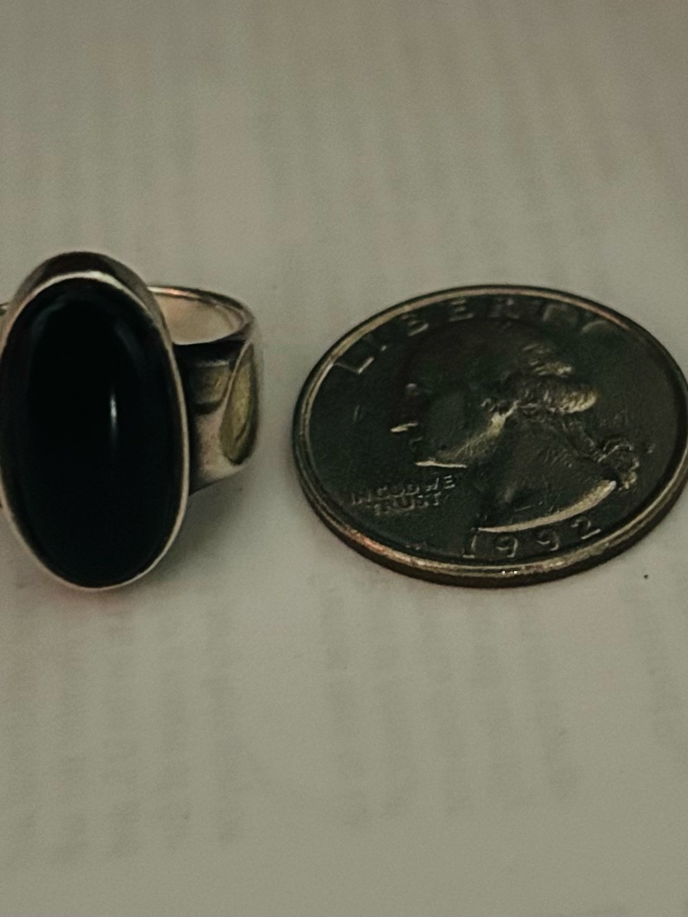 925 Sterling Silver Black Onyx Oval Statement Ring - Picture 3 of 6